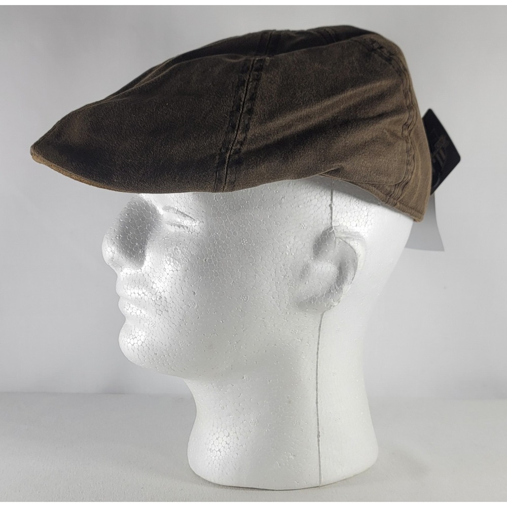 Stetson All American Flat Cap Ivy Cap Men L/XL Brown Leather Look Cotton Newsboy